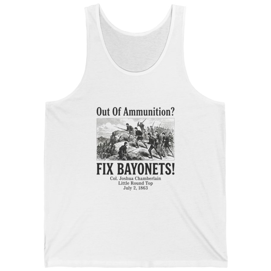 Out of Ammunition Fix Bayonets Tank Top - White front