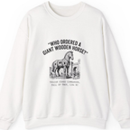 Trojan Horse Deadpan Satire Sweatshirt - White front