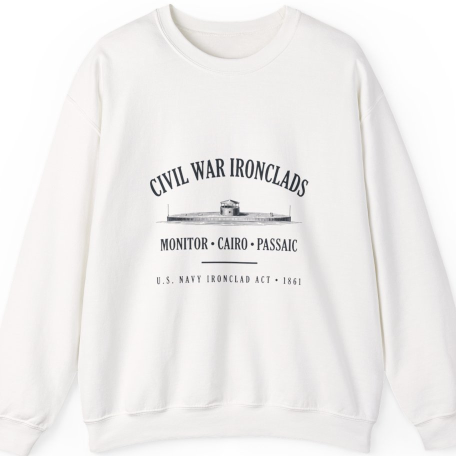 Civil War River Ironclads Sweatshirt - White front