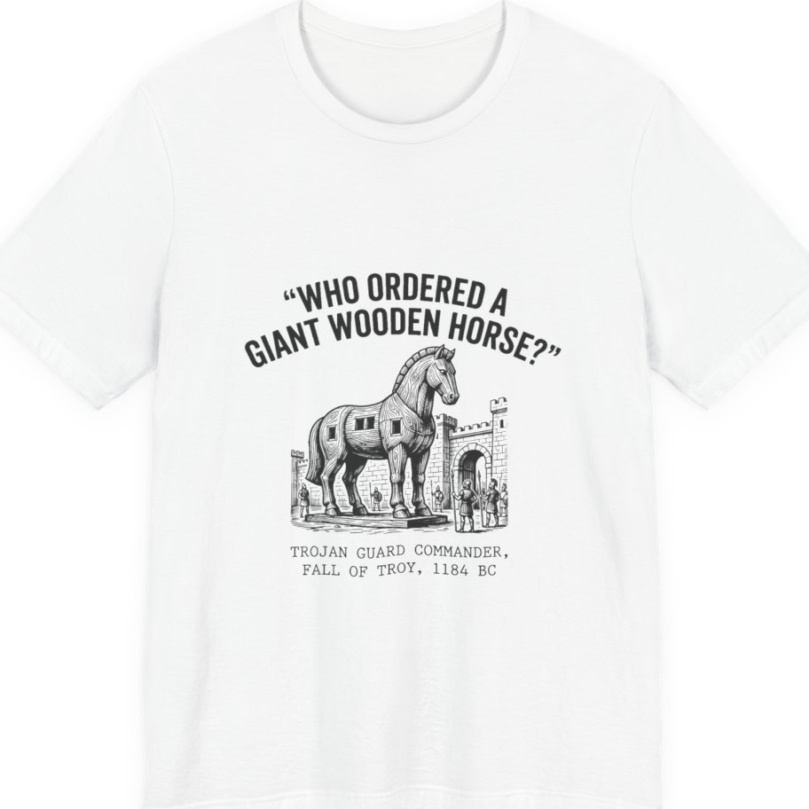 Trojan Horse Deadpan Satire Premium Tee - White front