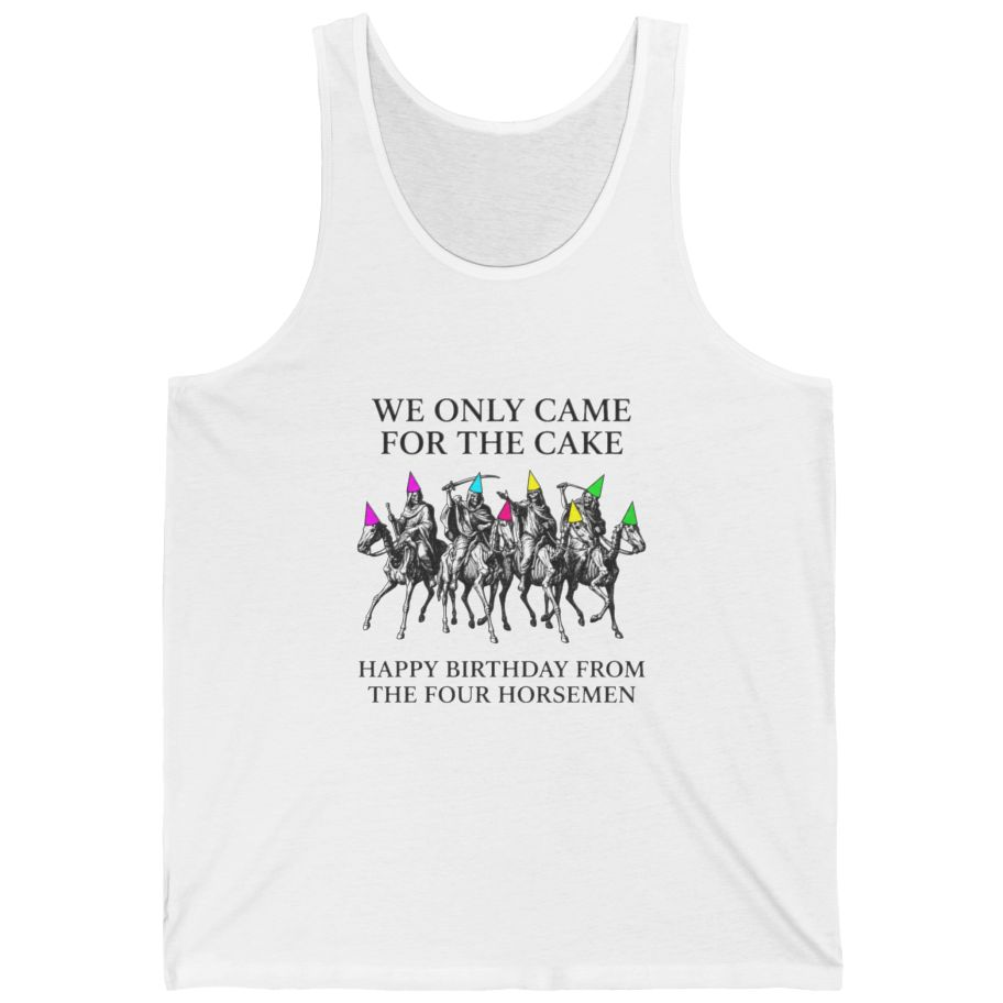 Four Horsemen Birthday Party Tank Top - White front