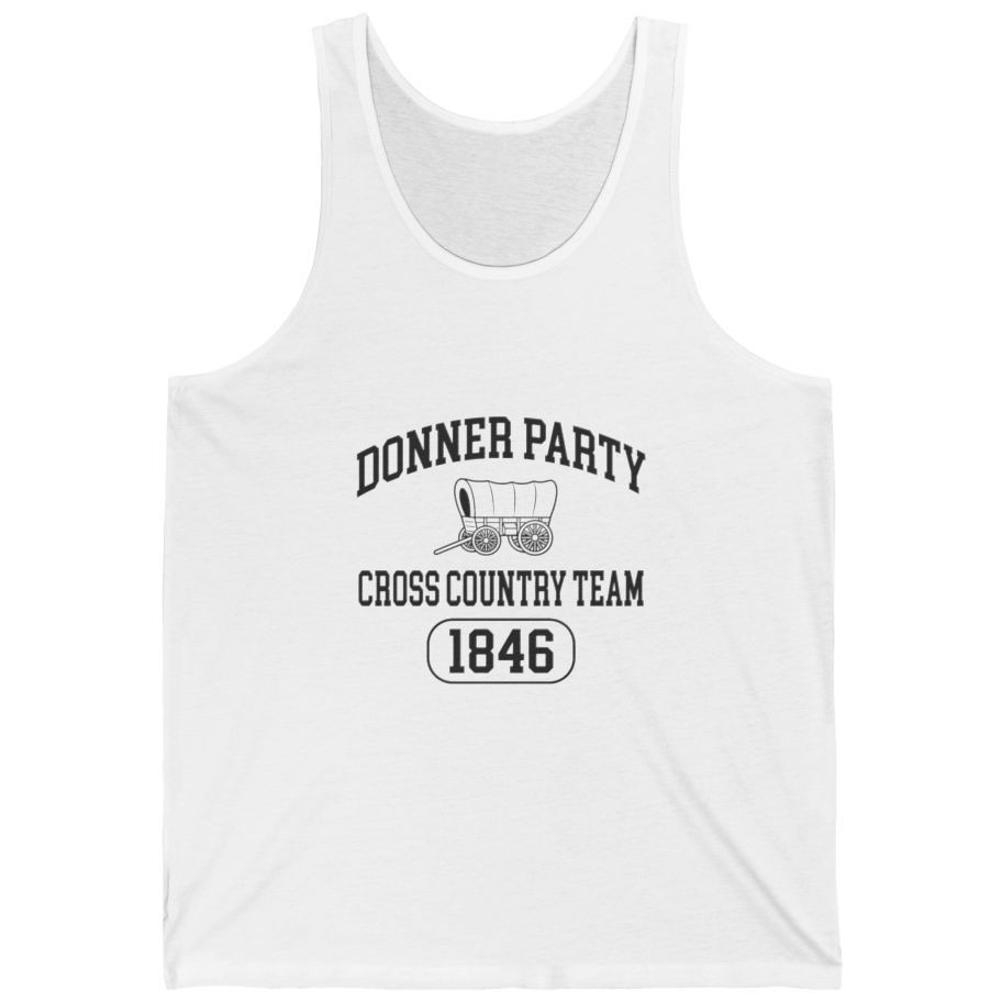 Donner Party Cross Country Team Tank Top - White front