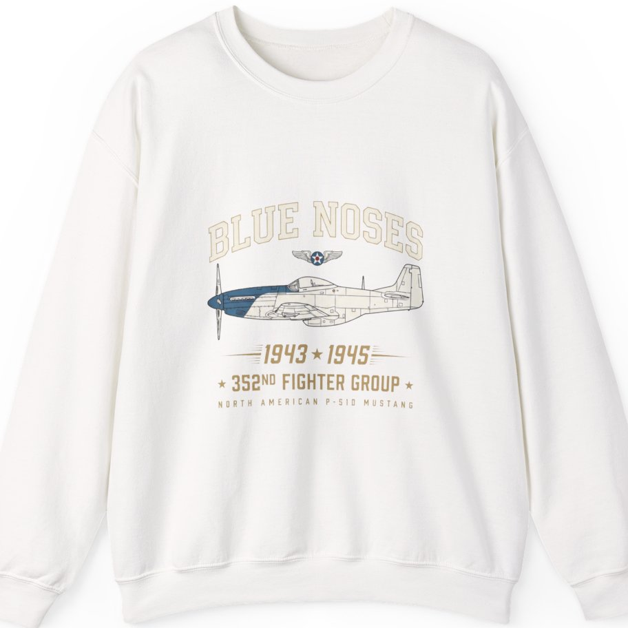 Blue Nosed Fighter Group Sweatshirt - White front