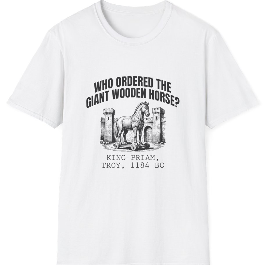 Trojan Wooden Horse T-Shirt - White front