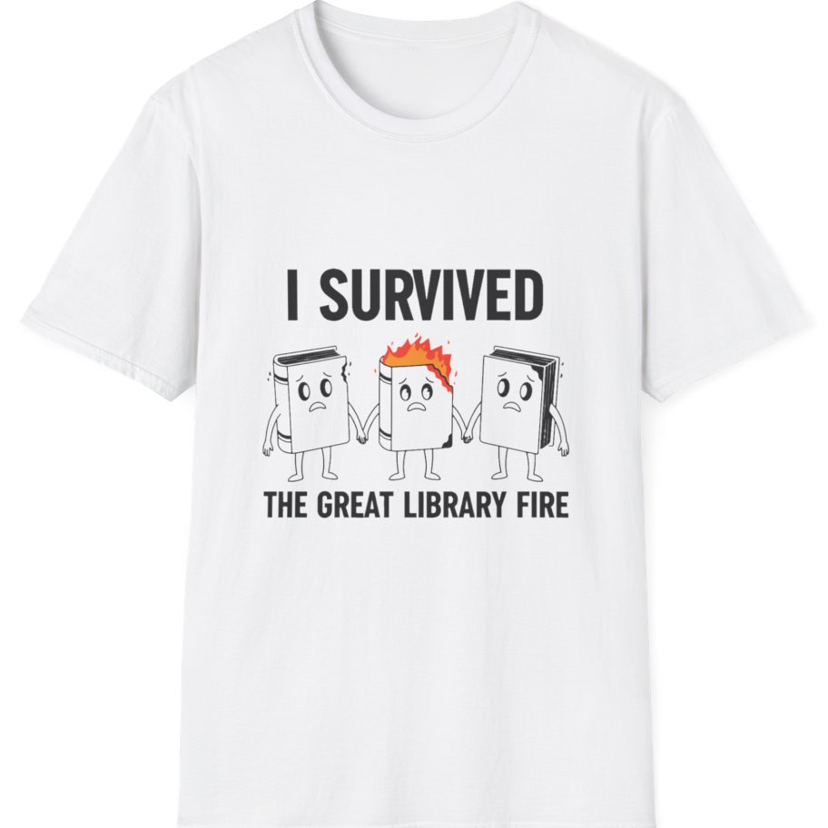 I Survived The Great Library T-Shirt - White front