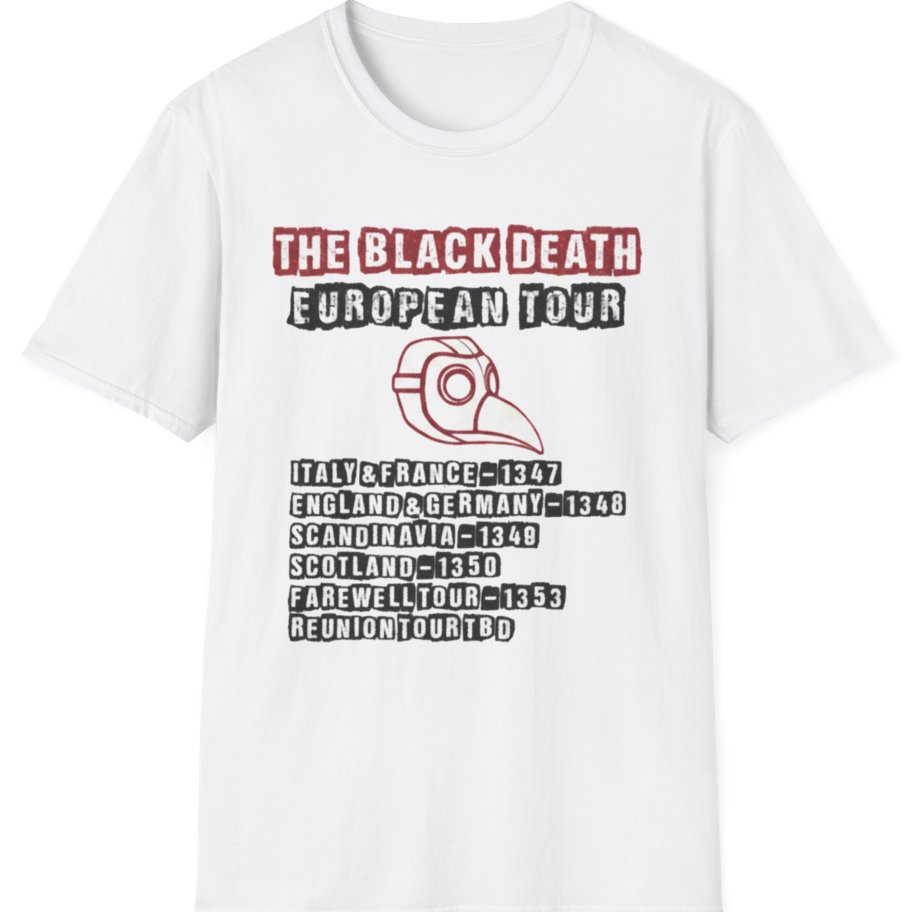 The Black Death European Tour T-Shirt - White front