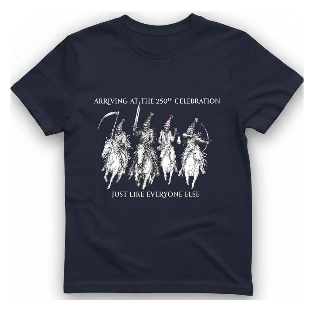 250Th Celebration Arriving T-Shirt - Heather Navy front