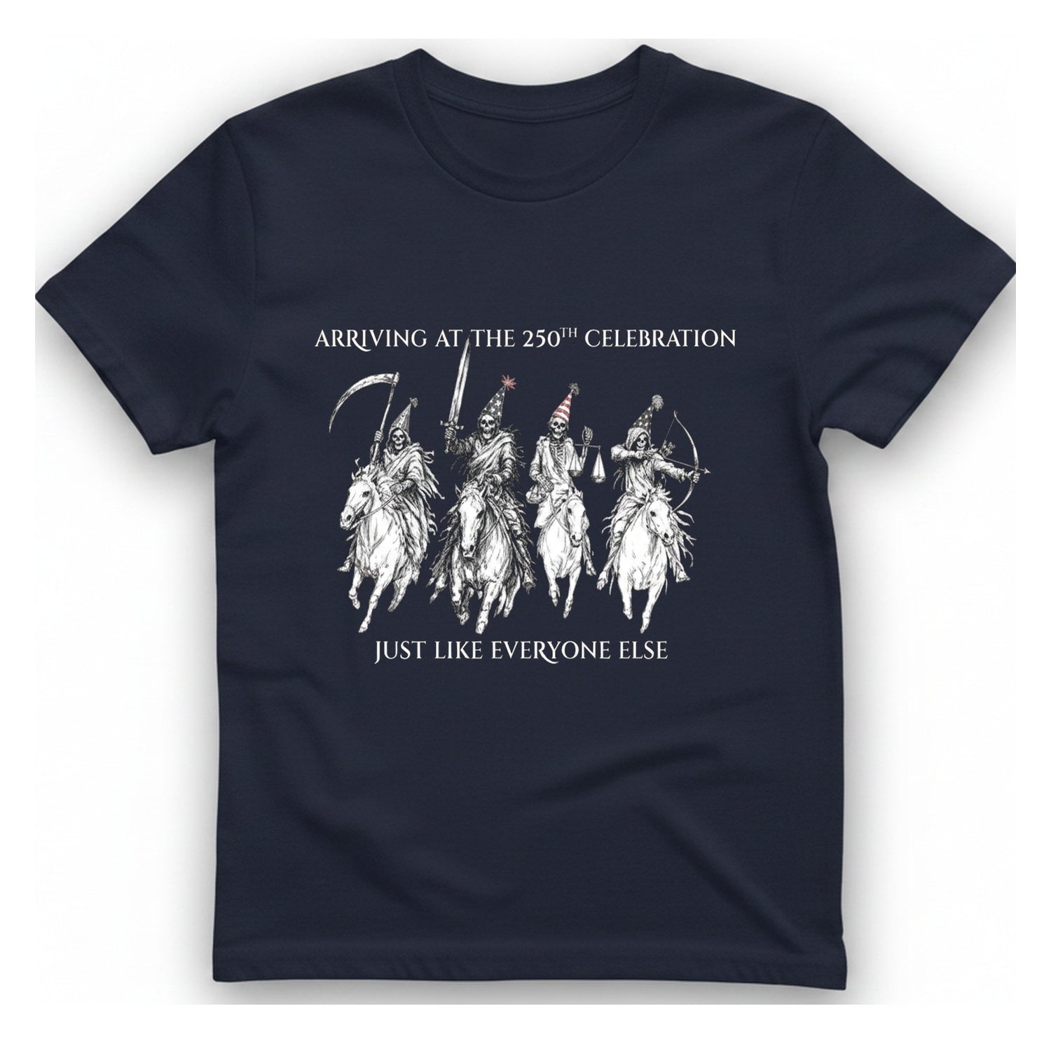 250Th Celebration Arriving T-Shirt - Heather Navy front