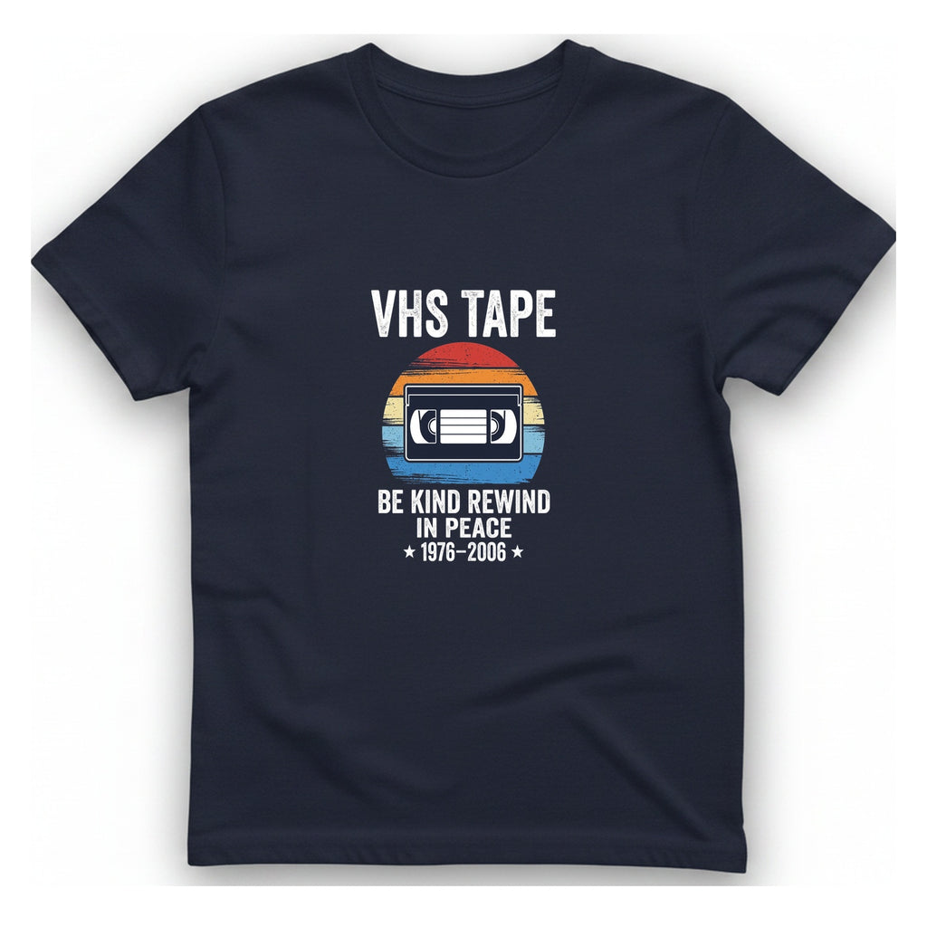 Vhs Tape Memorial T-Shirt - Heather Navy front