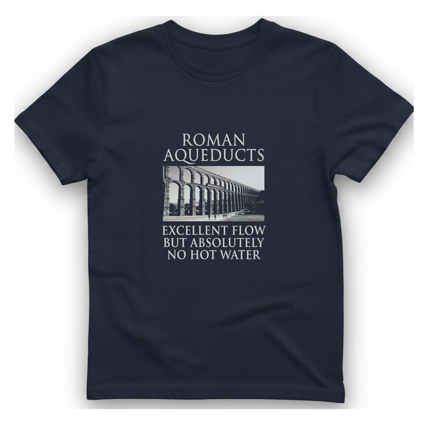 Roman Aqueducts Service Review T-Shirt - Heather Navy front