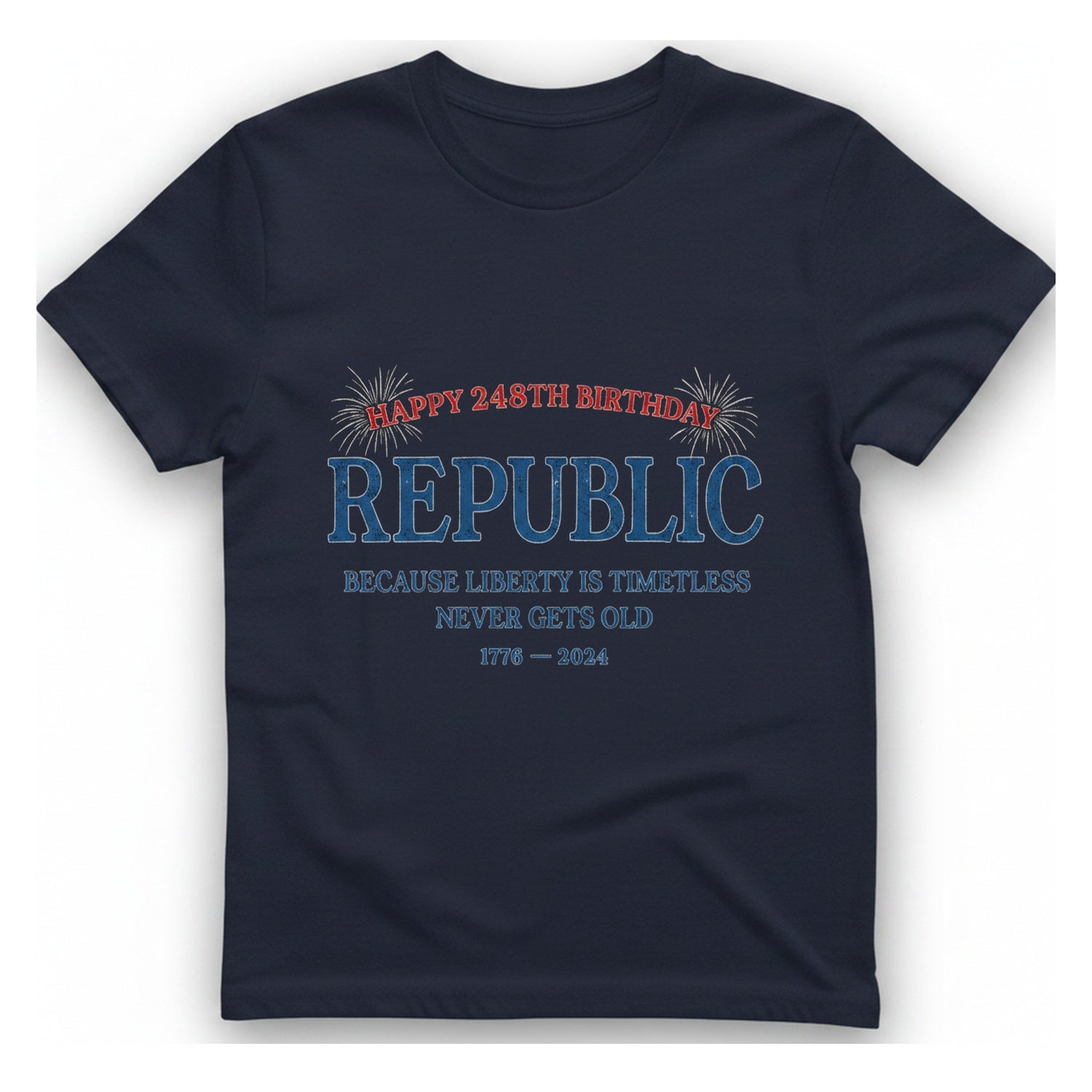 Republic 248Th Birthday T-Shirt - Heather Navy front