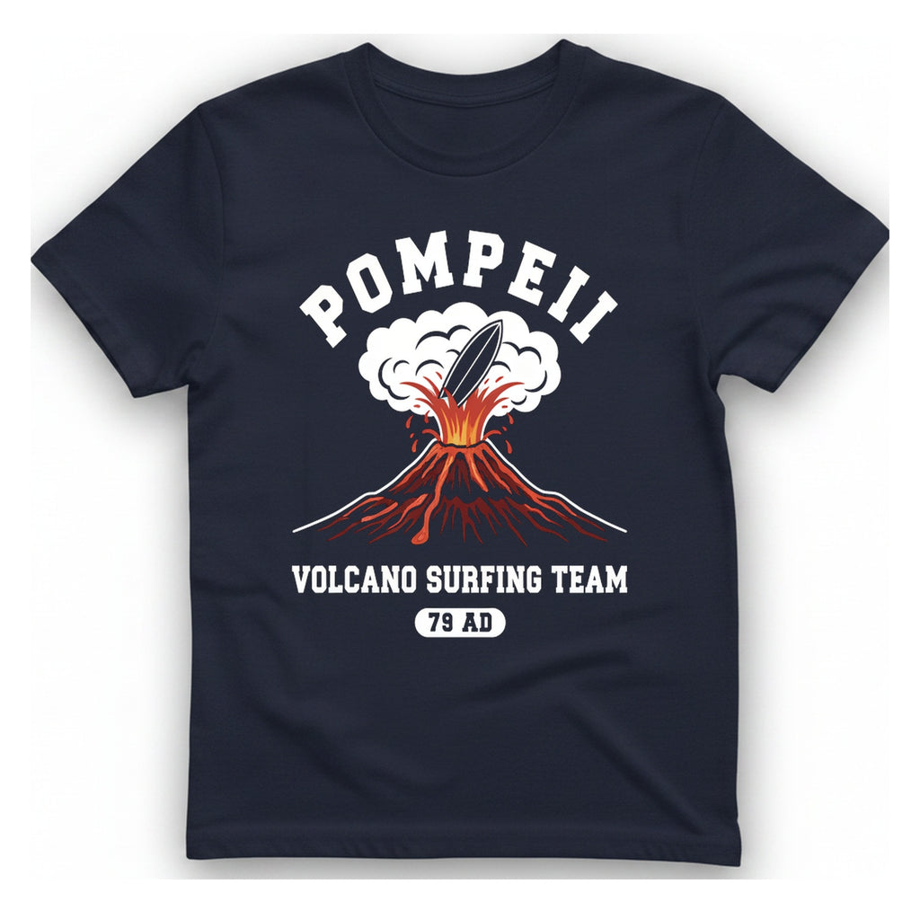 Pompeii Volcano Surfing Team T-Shirt - Heather Navy front