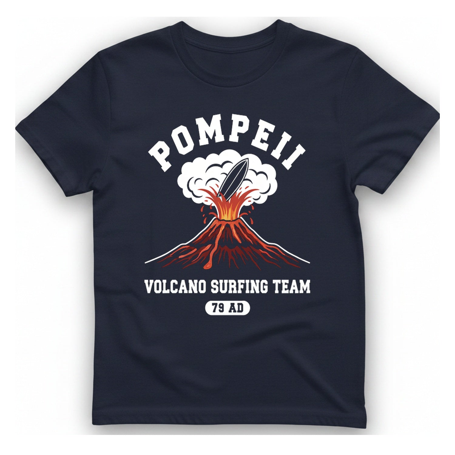 Pompeii Volcano Surfing Team T-Shirt - Heather Navy front