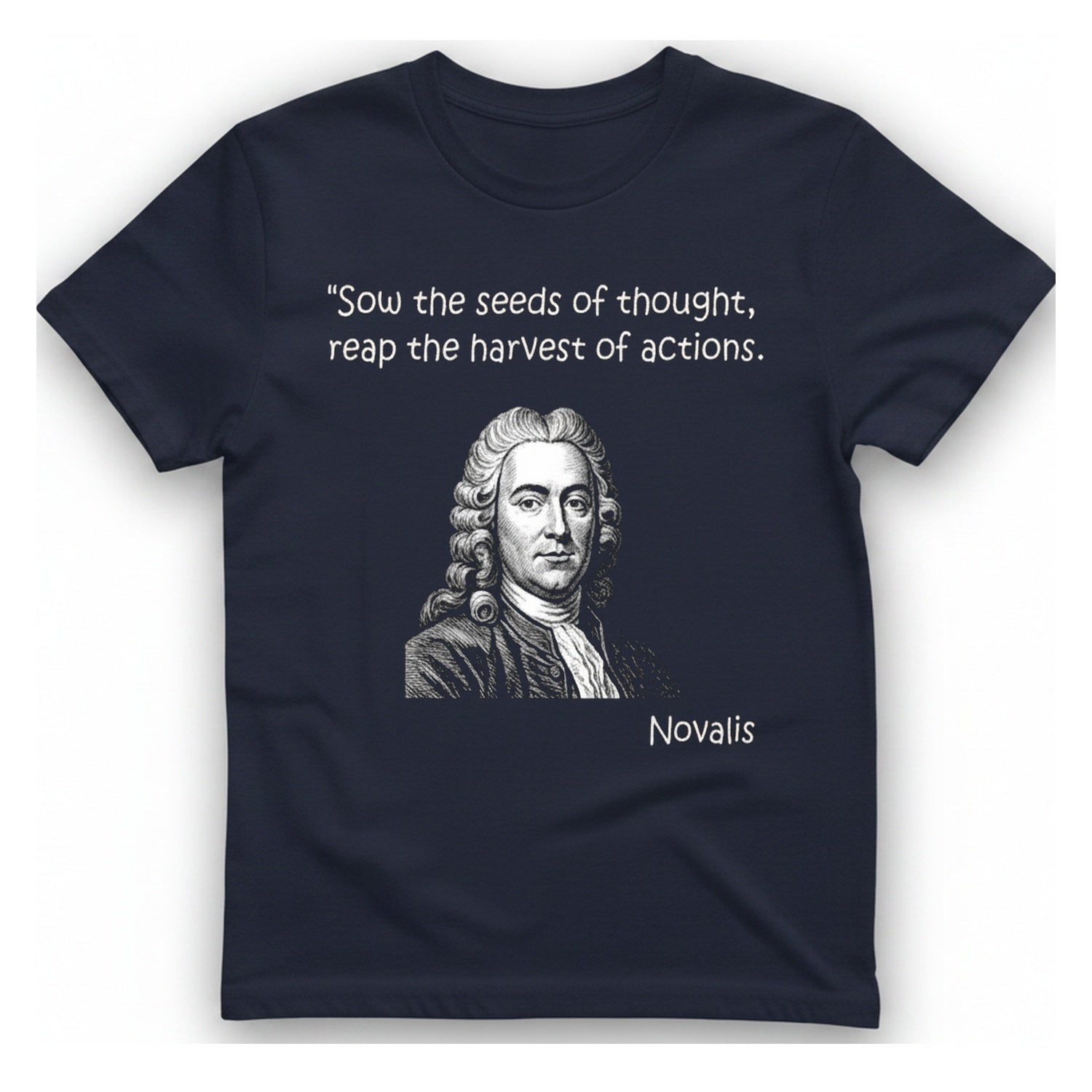 Novalis Seeds Thought T-Shirt - Heather Navy front