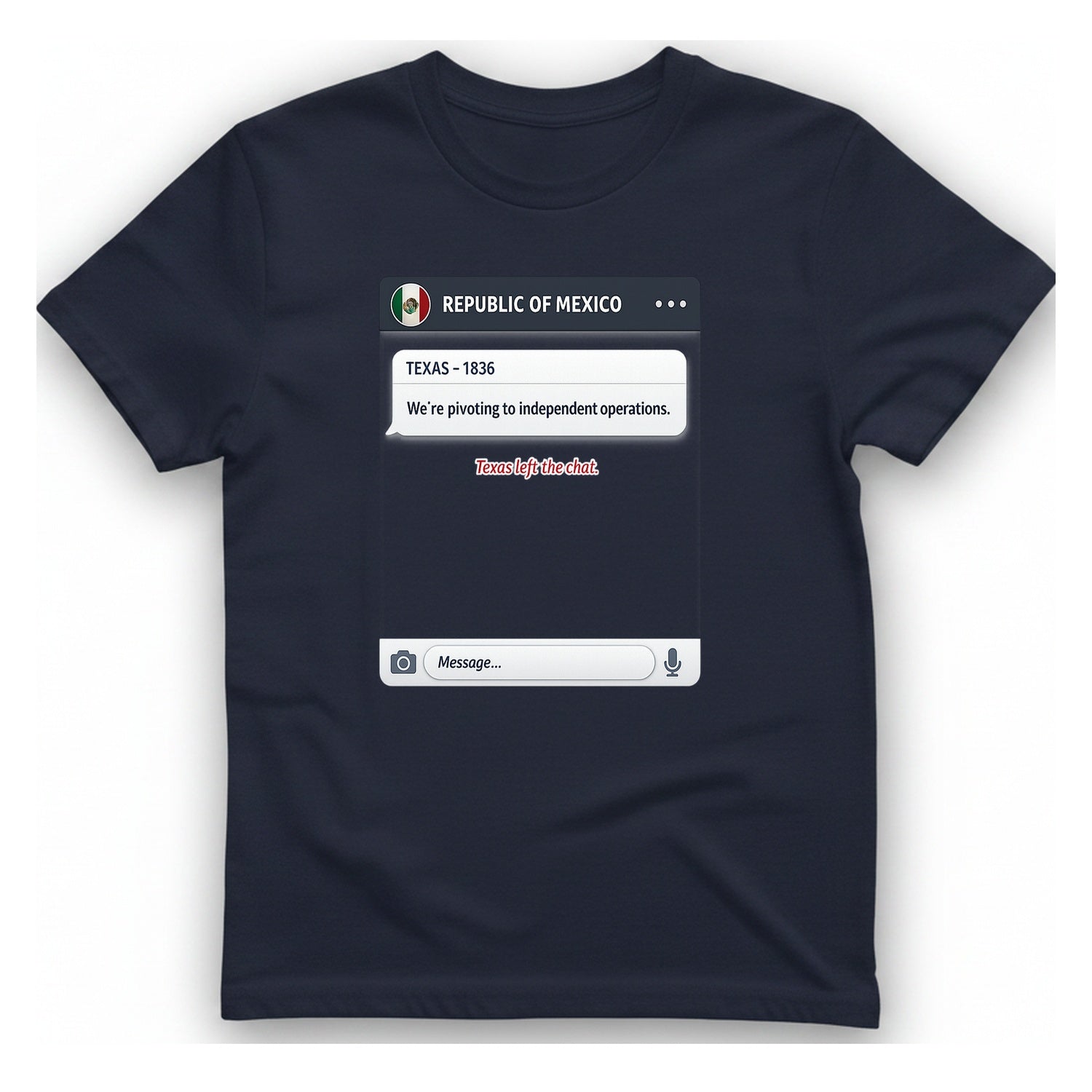Texas Independence Group Chat T-Shirt - Heather Navy front