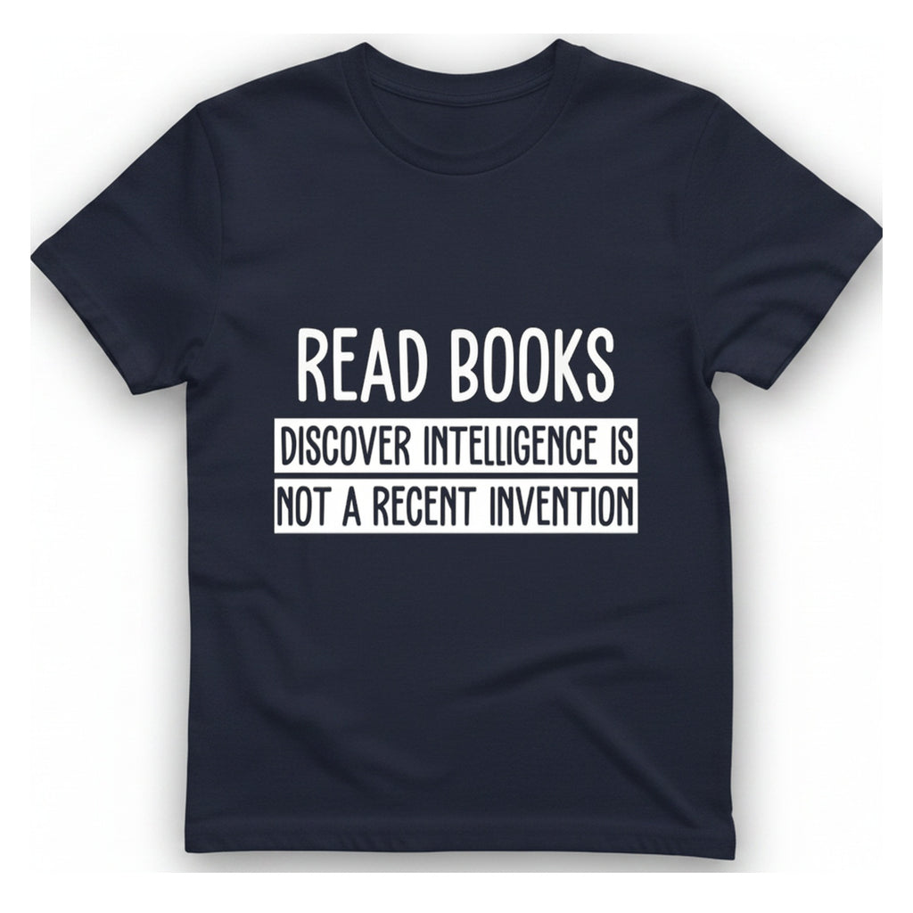Read Books Discover Intelligence T-Shirt - Heather Navy front
