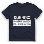 Read Books Discover Intelligence T-Shirt - Heather Navy front