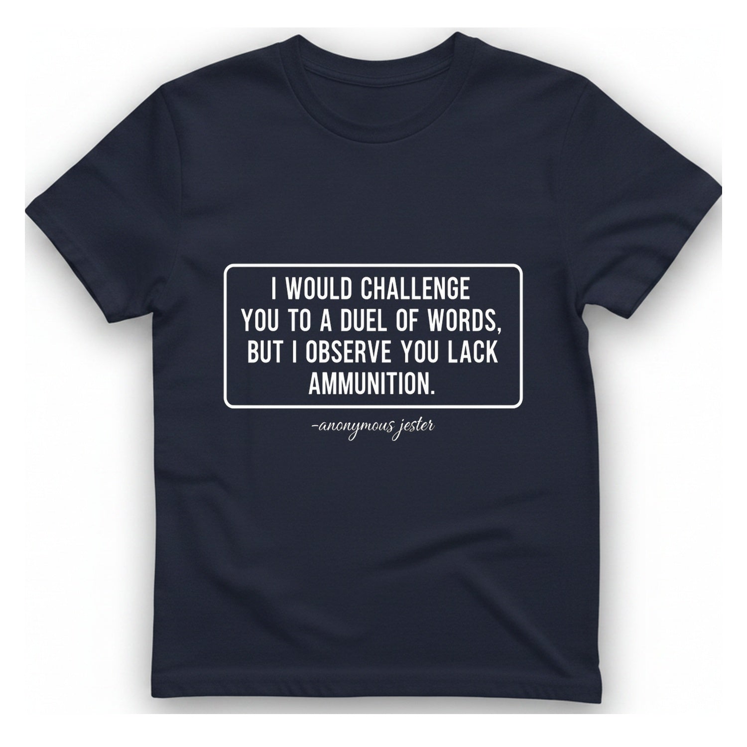 Duel of Words T-Shirt - Heather Navy front