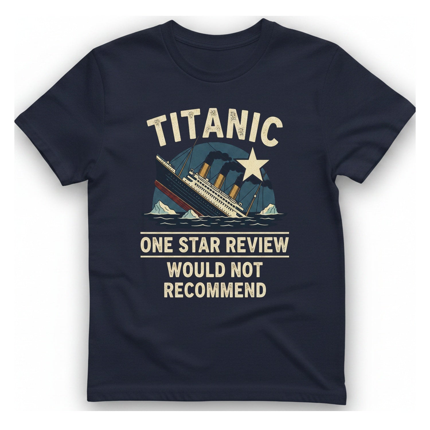 Titanic One Star Review T-Shirt - Heather Navy front