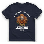Leonidas Fight Like Man T-Shirt - Heather Navy front