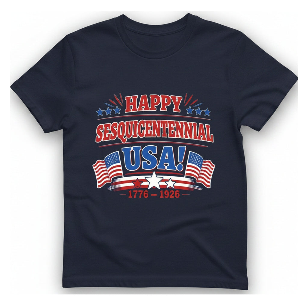Happy Sesquicentennial Usa T-Shirt - Heather Navy front