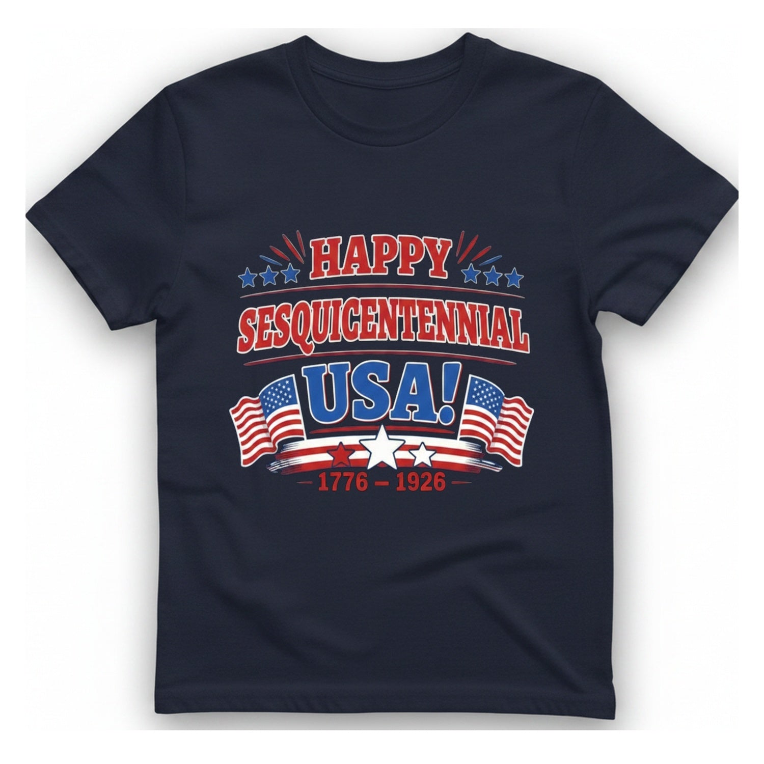 Happy Sesquicentennial Usa T-Shirt - Heather Navy front