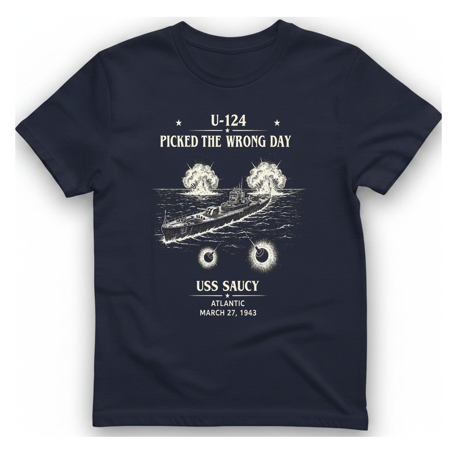 U Uss Saucy T-Shirt - Heather Navy front