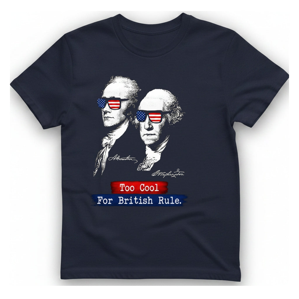 Too Cool For British Rule T-Shirt - Heather Navy front