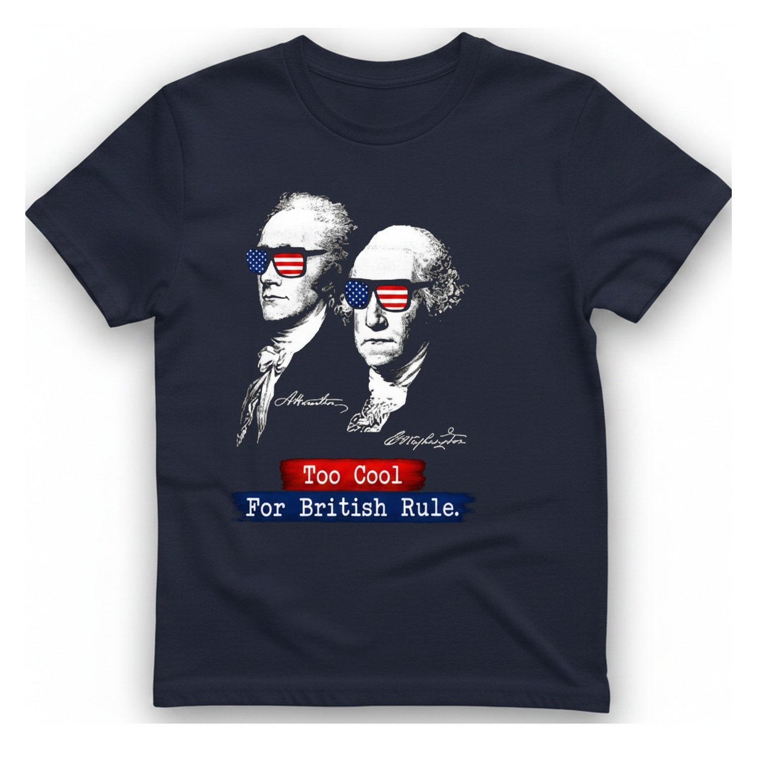 Too Cool For British Rule T-Shirt - Heather Navy front