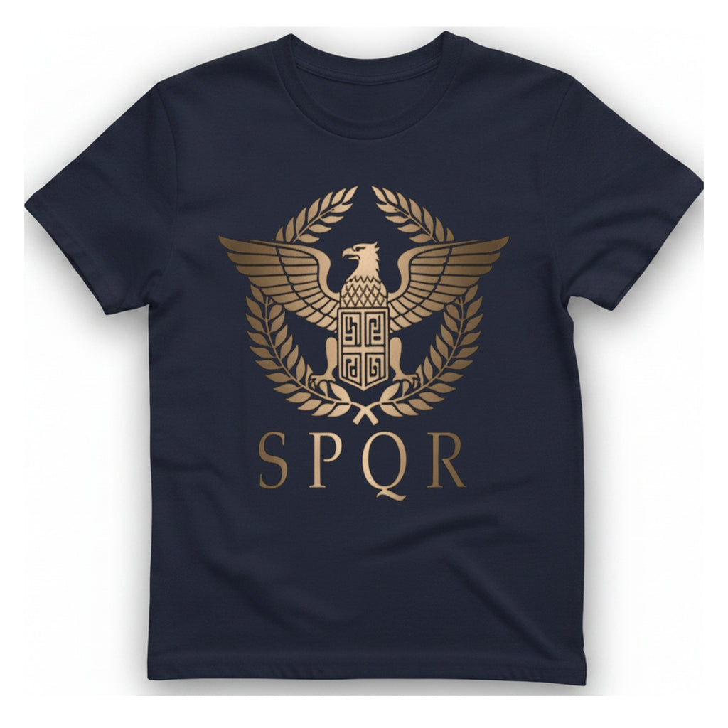 Spqr Roman Eagle T-Shirt - Heather Navy front