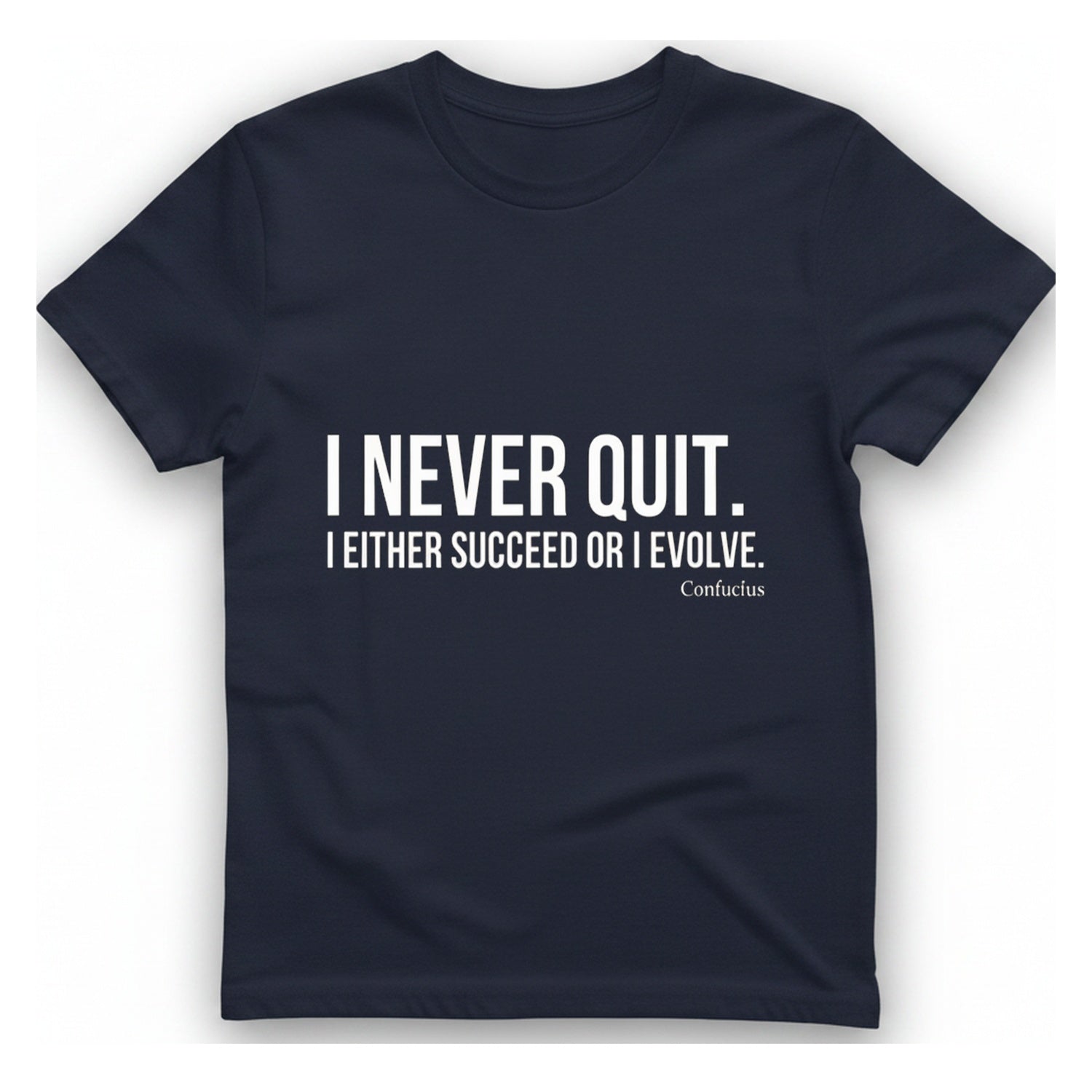 Confucius Never Quit T-Shirt - Heather Navy front