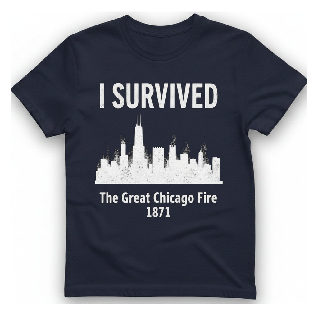 I Survived The Great Chicago T-Shirt - Heather Navy front