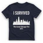 I Survived The Great Chicago T-Shirt - Heather Navy front