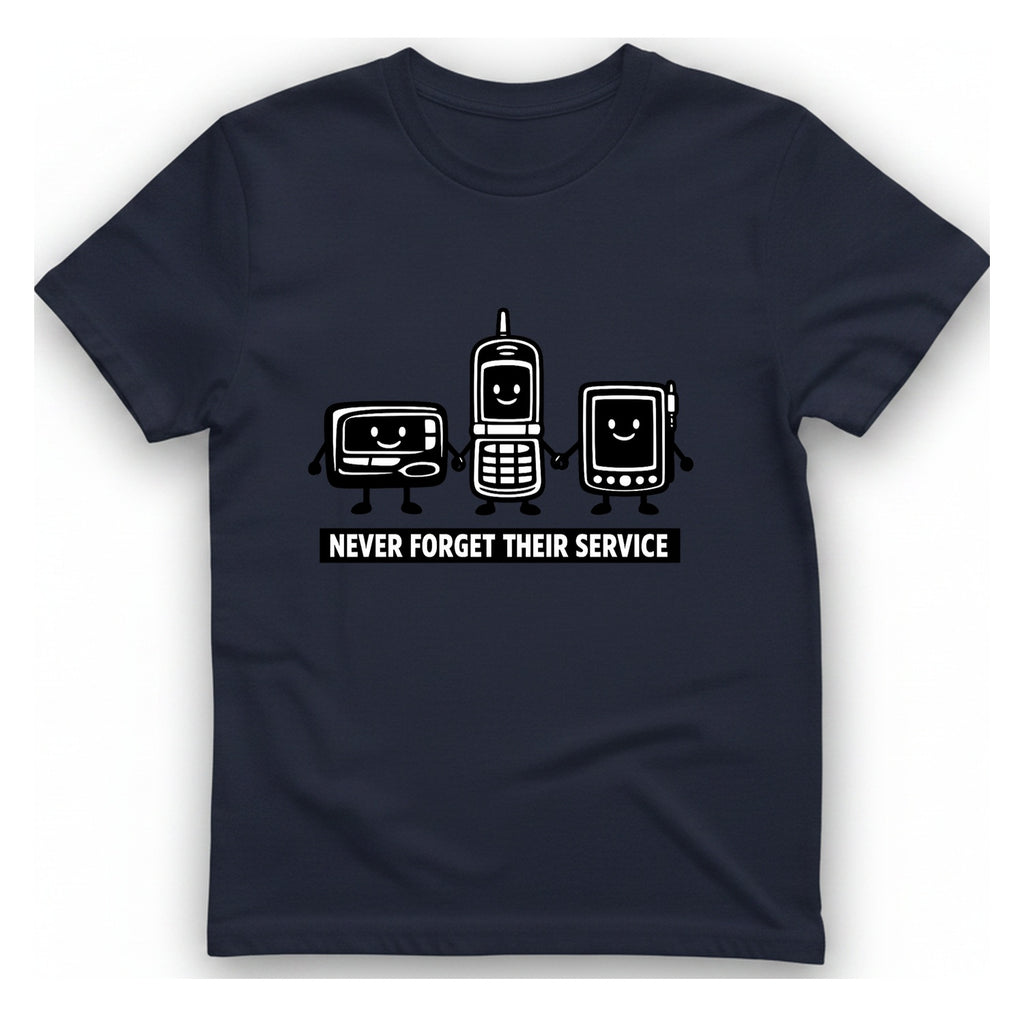 Never Forget Their Service Obsolete T-Shirt - Heather Navy front