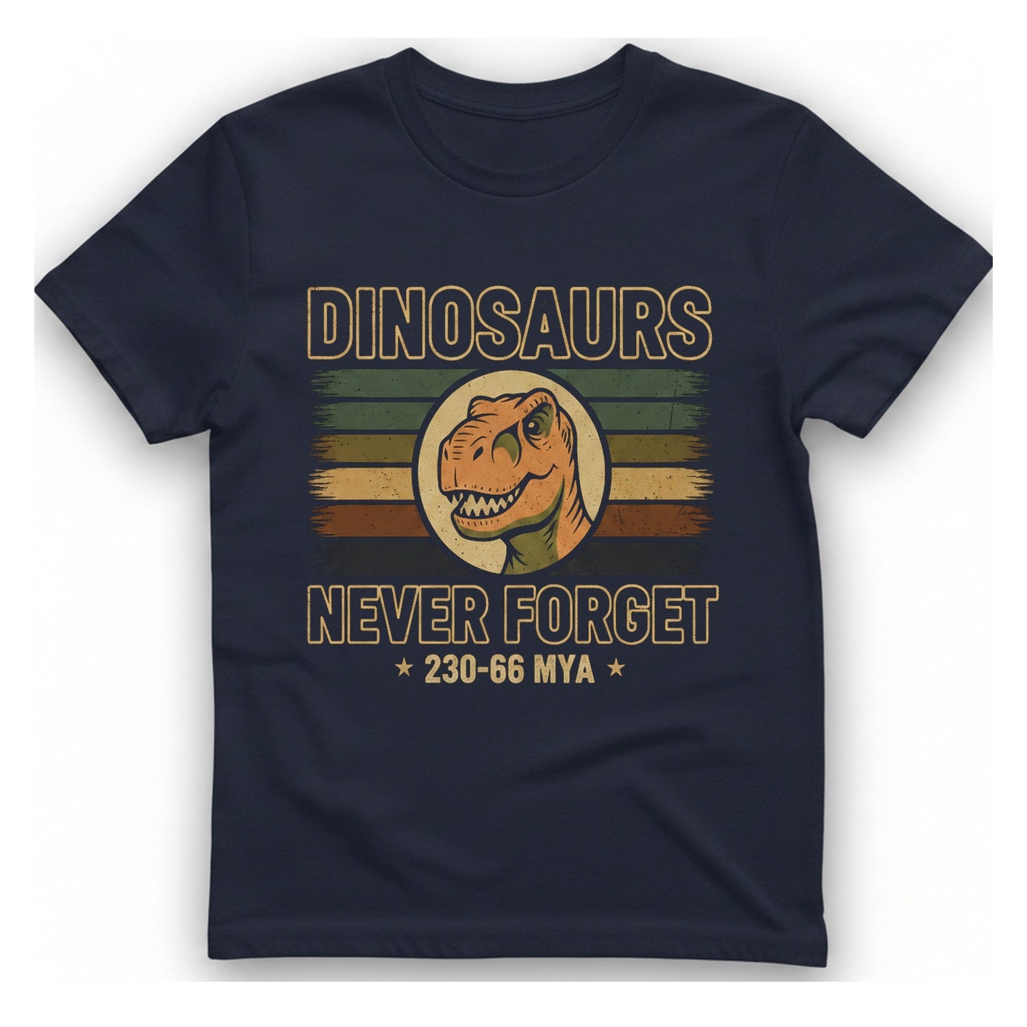 Dinosaurs Never Forget T-Shirt - Heather Navy front