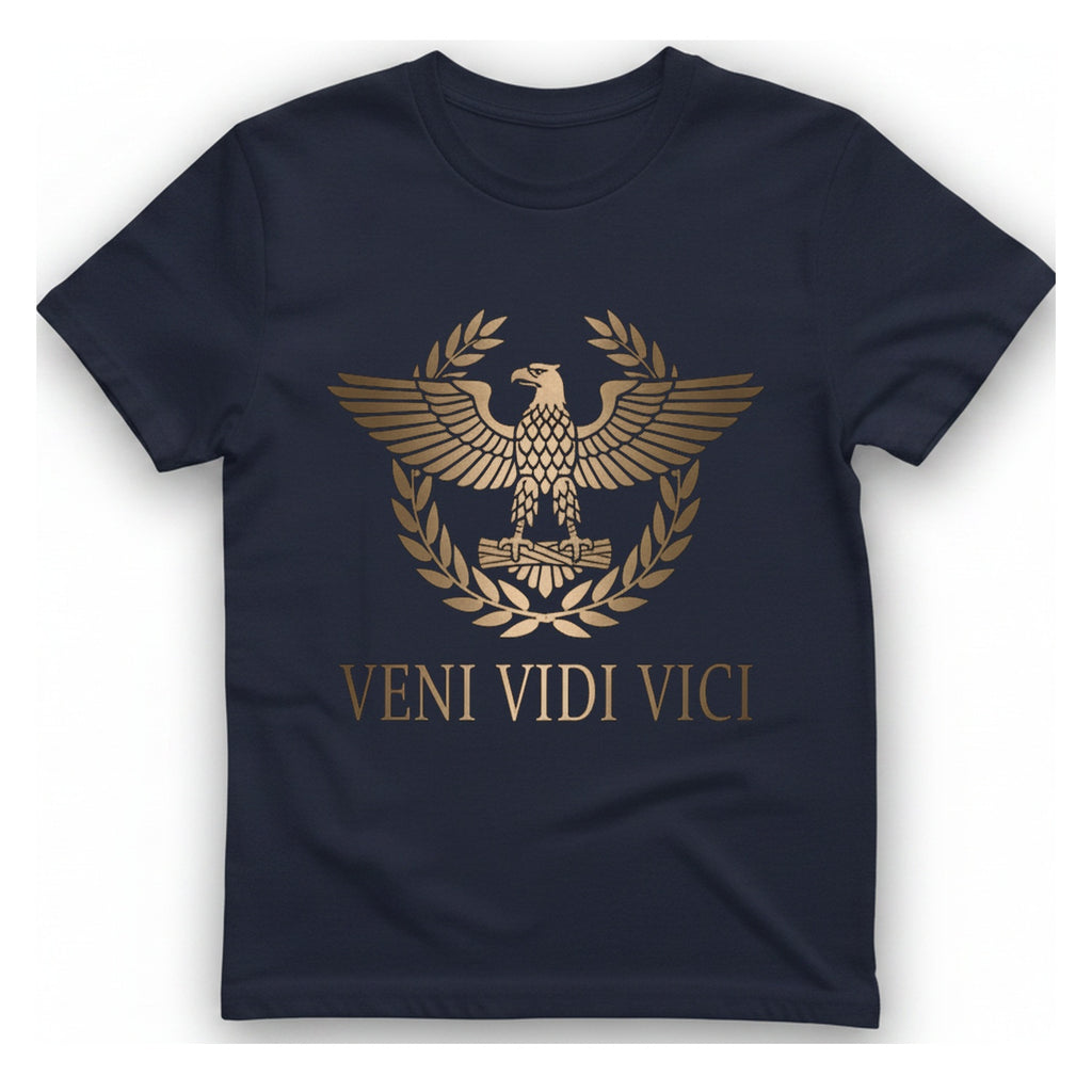 Veni Vidi Vici Roman Eagle T-Shirt - Heather Navy front