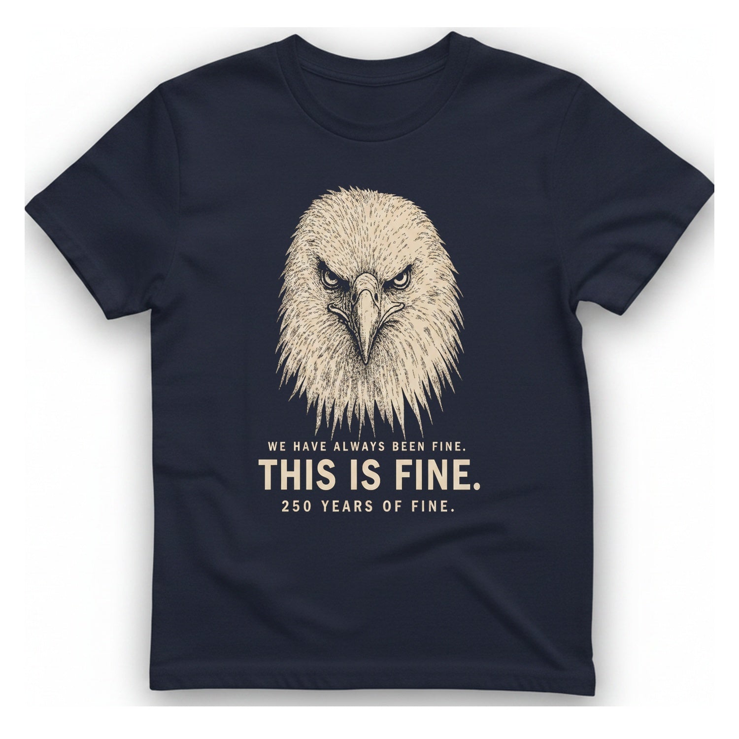 This Is Fine Eagle T-Shirt - Heather Navy front