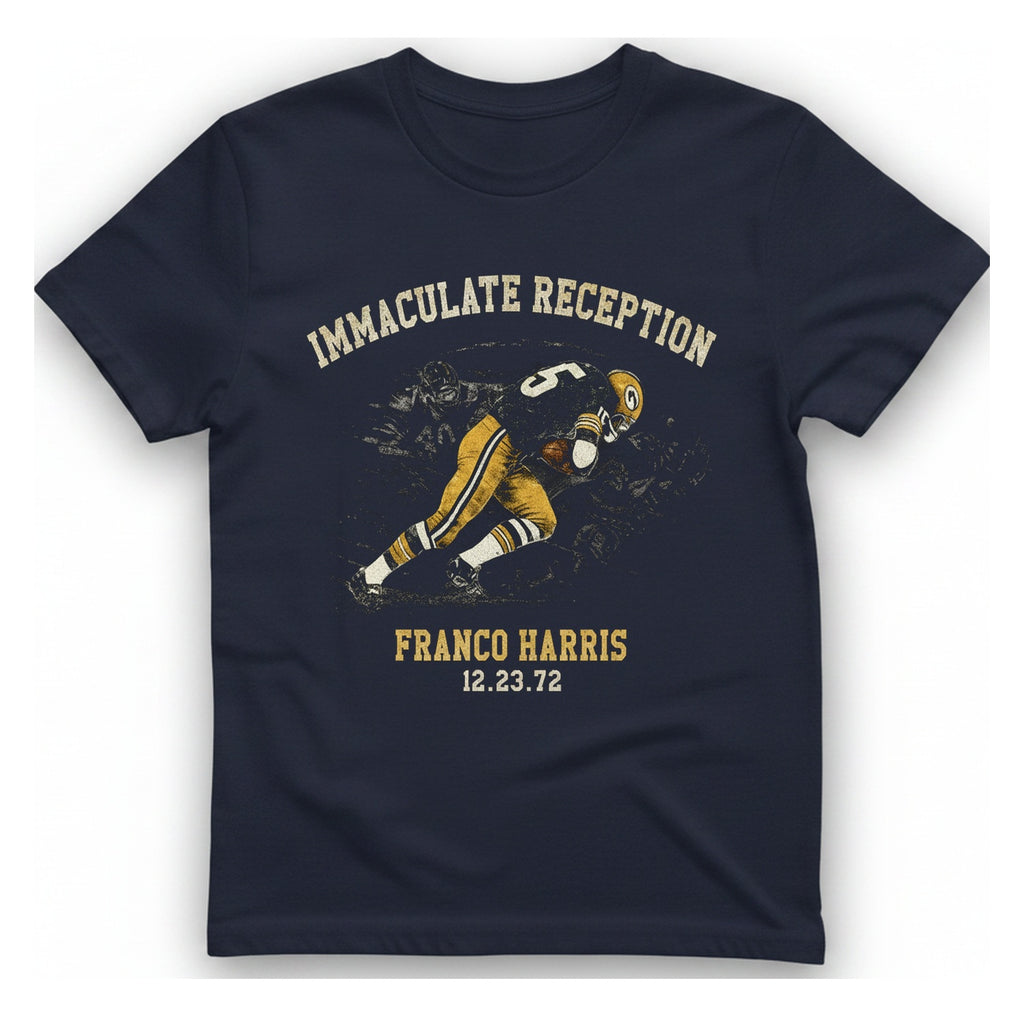 Immaculate Reception Franco Harris T-Shirt - Heather Navy front