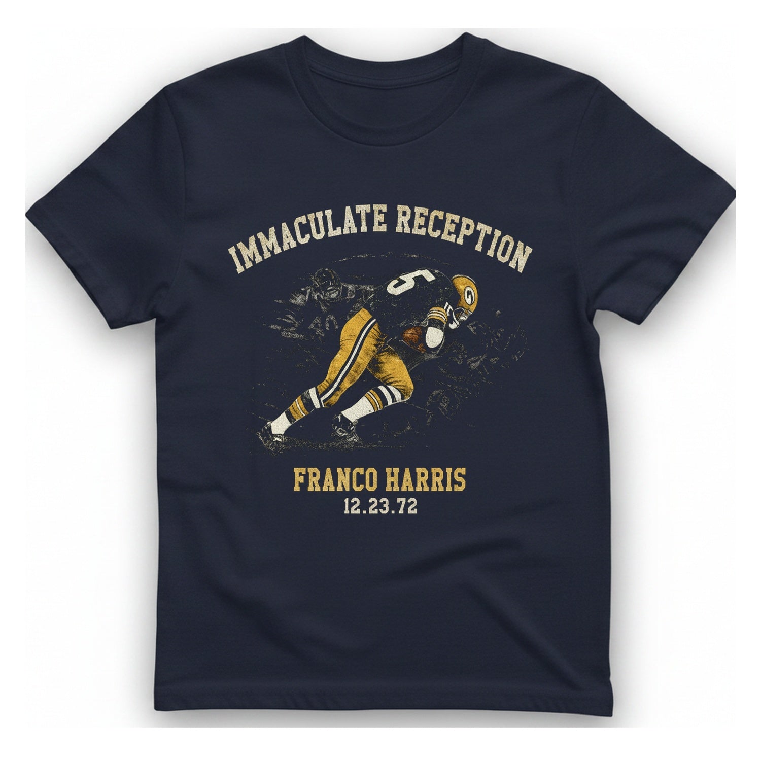 Immaculate Reception Franco Harris T-Shirt - Heather Navy front