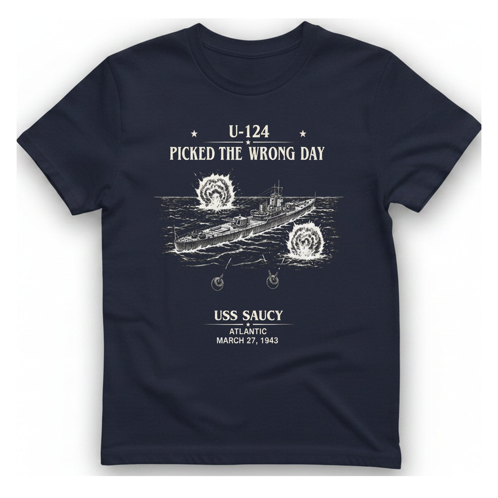 U Picked The Wrong Day T-Shirt - Heather Navy front