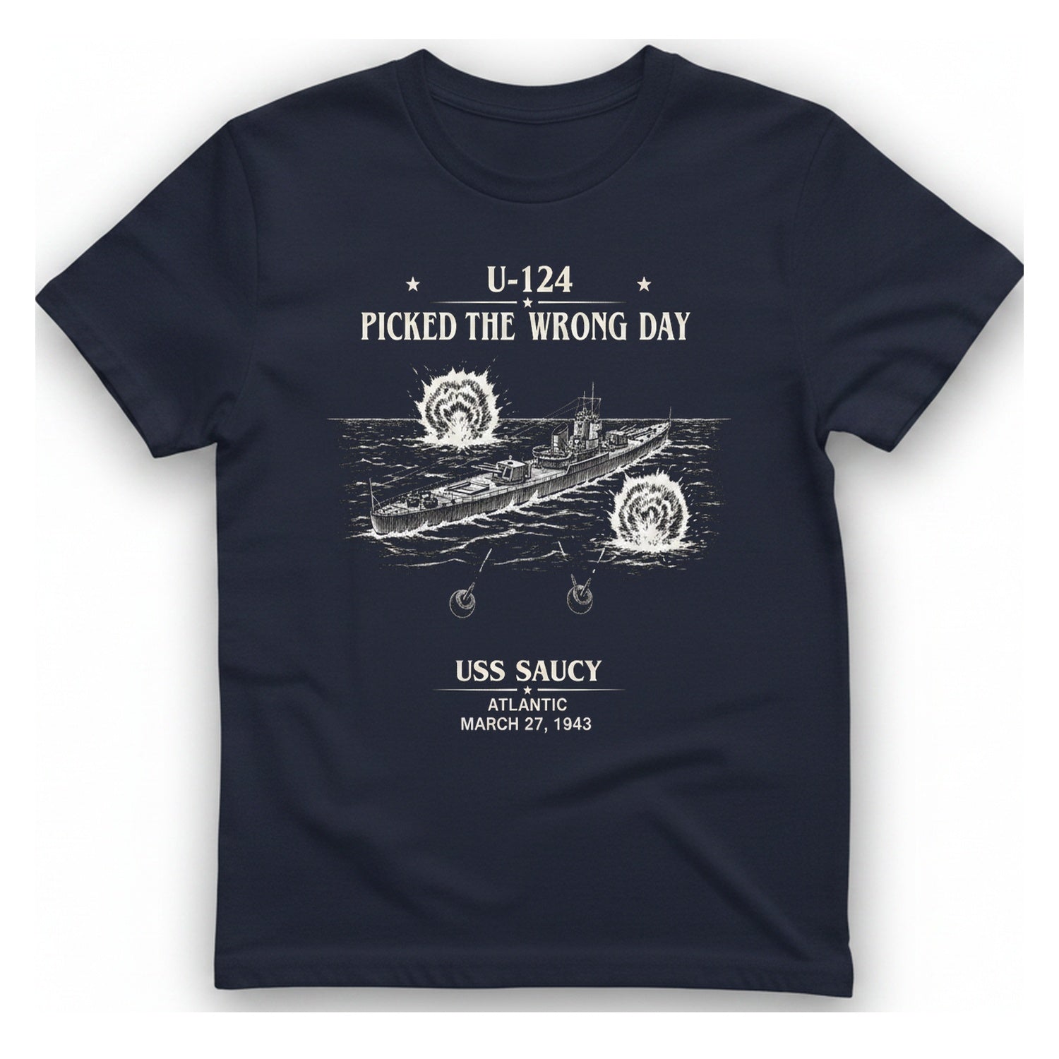 U Picked The Wrong Day T-Shirt - Heather Navy front