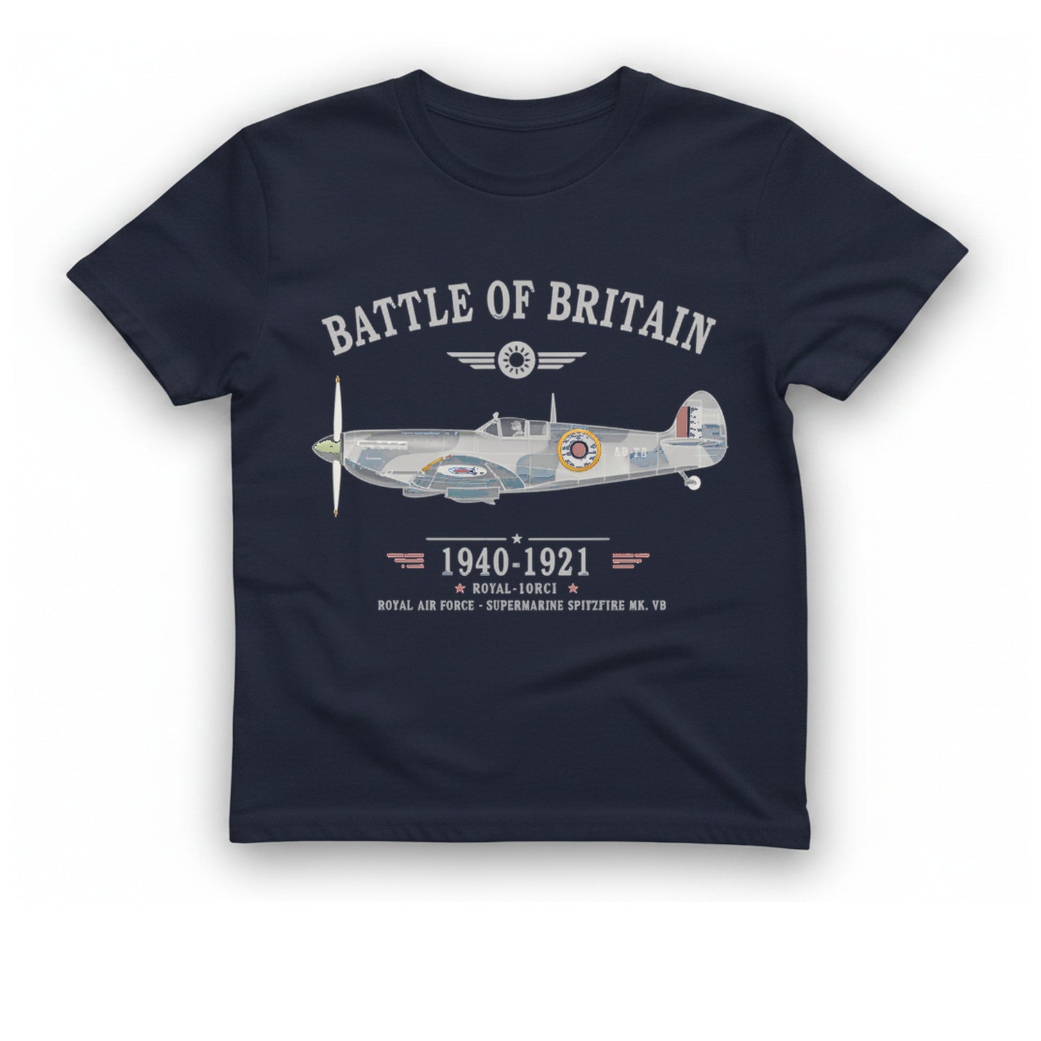 Battle of Britain Spitfire T-Shirt - Heather Navy front