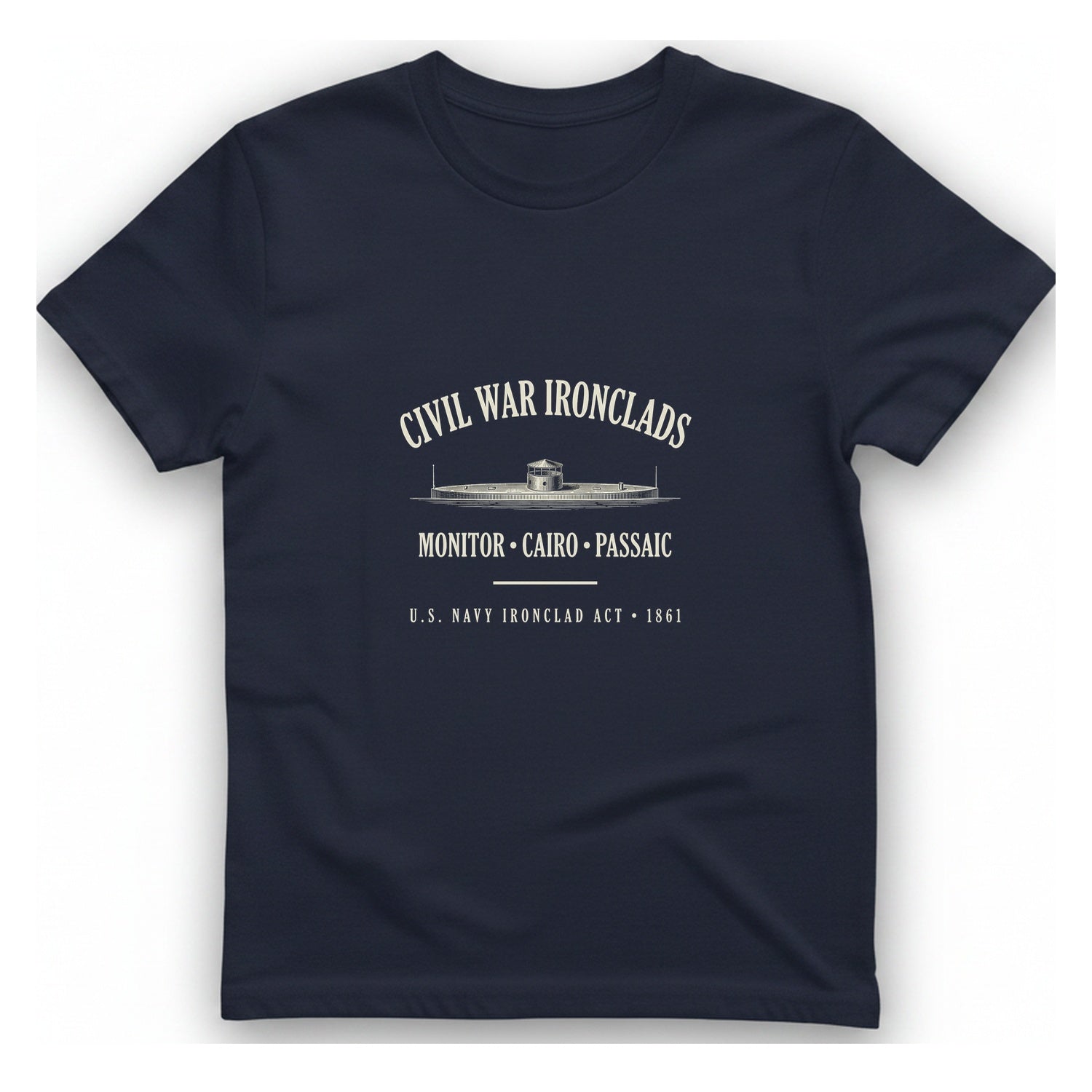 Civil War River Ironclads T-Shirt - Heather Navy front