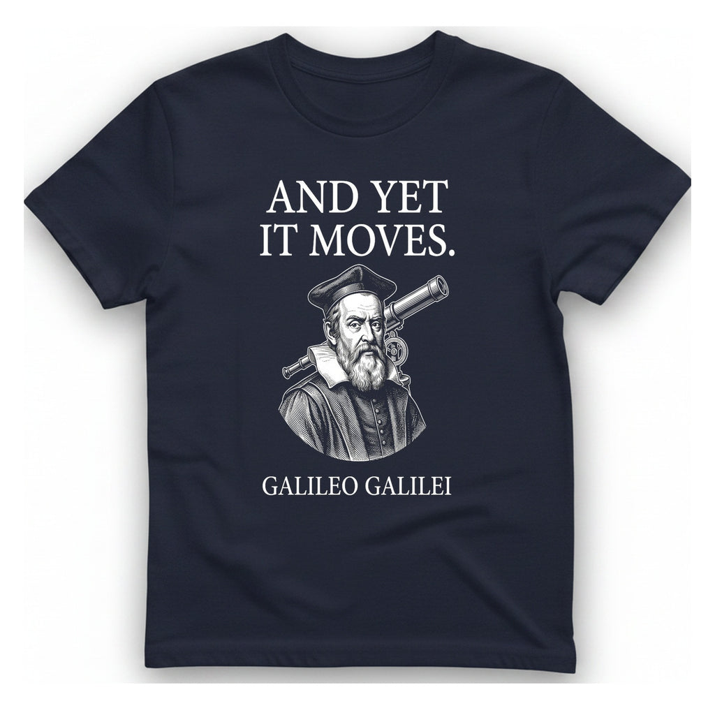 Galileo And Yet It Moves T-Shirt - Heather Navy front