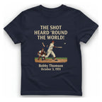 The Shot Heard 'Round The T-Shirt - Heather Navy front
