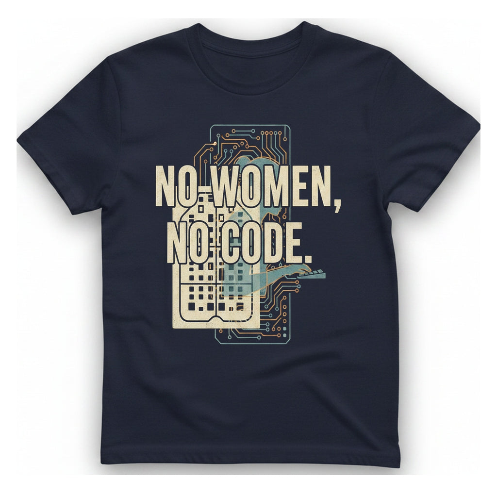 No Women No Code T-Shirt - Heather Navy front