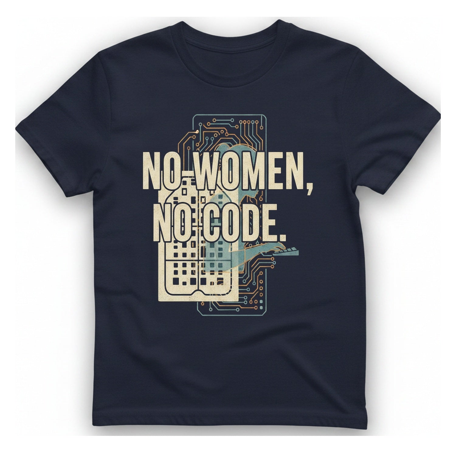 No Women No Code T-Shirt - Heather Navy front