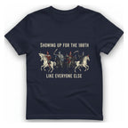 Showing Up For The 100Th T-Shirt - Heather Navy front