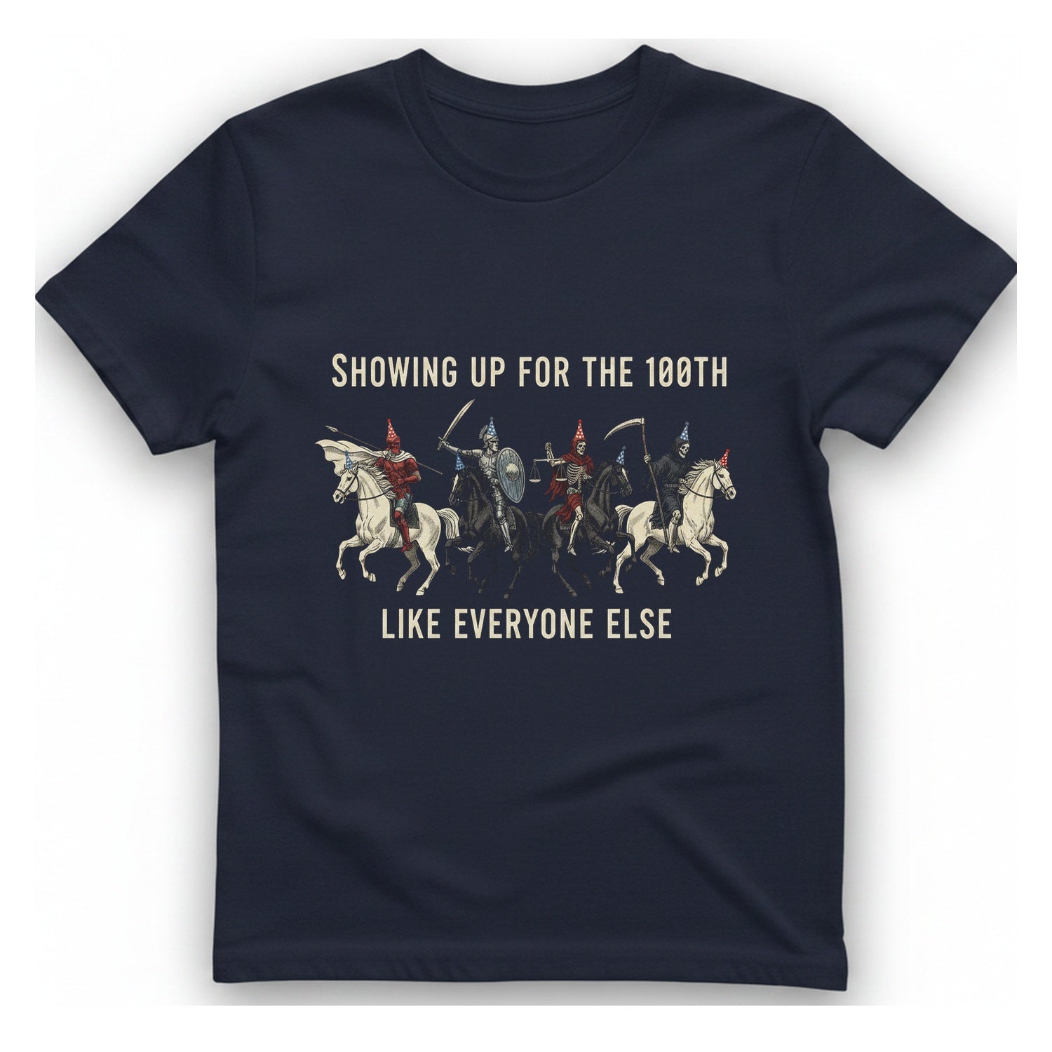 Showing Up For The 100Th T-Shirt - Heather Navy front