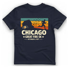 Chicago Great Fire 5K Retro T-Shirt - Heather Navy front